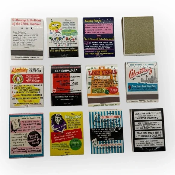 VTG 1957 Tip 'n Twinkle VIP Matches Novelty Gag Matchbook Complete Set Unstruck - Picture 3 of 6
